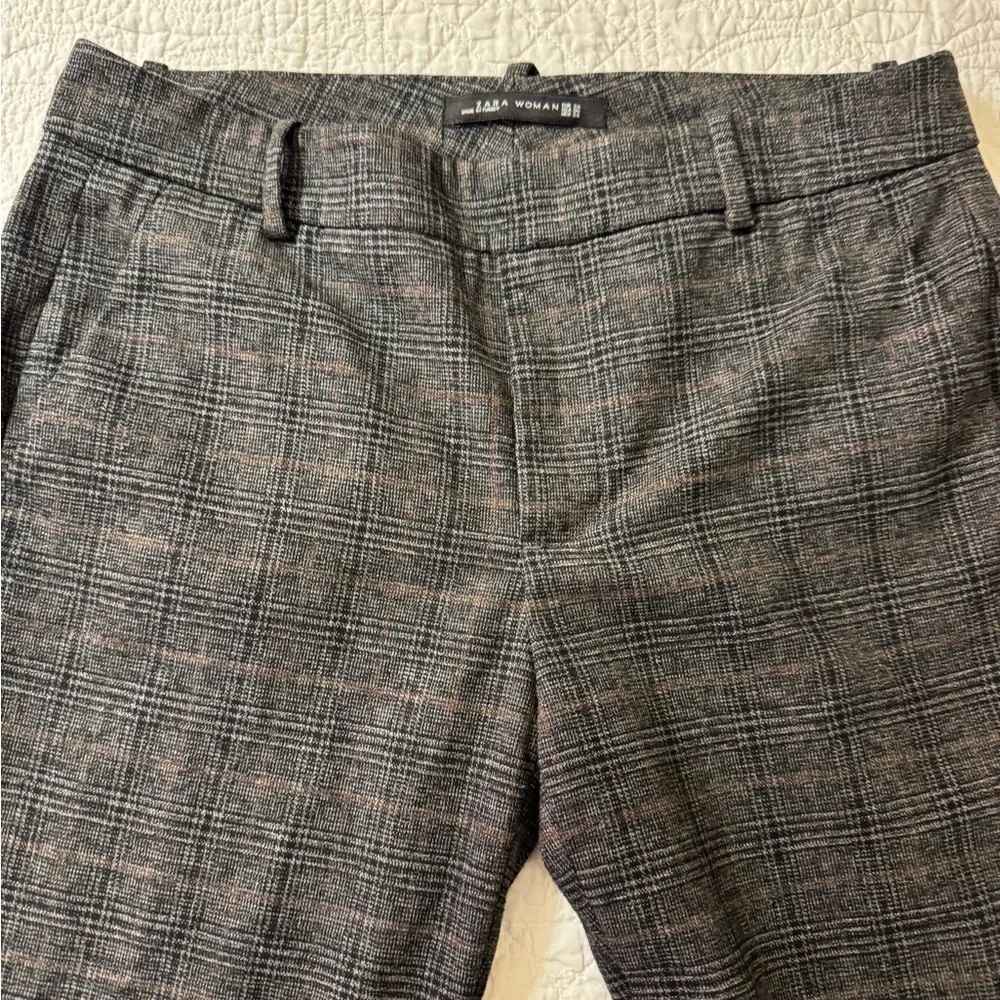 Zara Woman Checkered Charcoal Pants